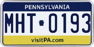 PA license plate MHT0193