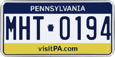 PA license plate MHT0194