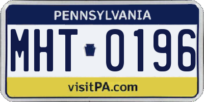 PA license plate MHT0196
