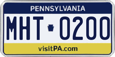 PA license plate MHT0200