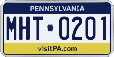 PA license plate MHT0201