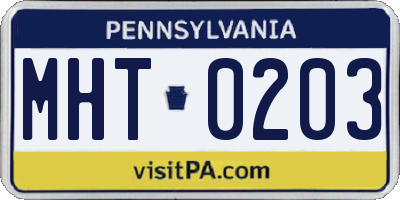 PA license plate MHT0203