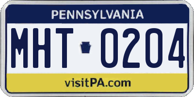 PA license plate MHT0204