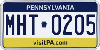 PA license plate MHT0205