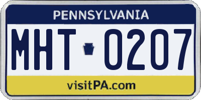 PA license plate MHT0207