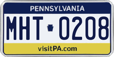 PA license plate MHT0208