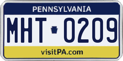 PA license plate MHT0209