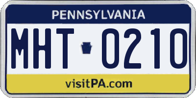 PA license plate MHT0210