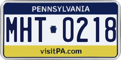 PA license plate MHT0218