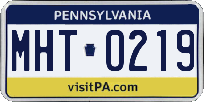 PA license plate MHT0219