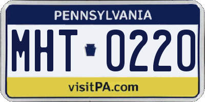 PA license plate MHT0220