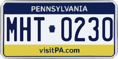 PA license plate MHT0230