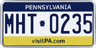 PA license plate MHT0235