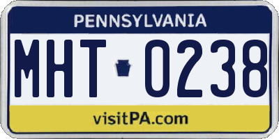 PA license plate MHT0238