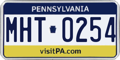 PA license plate MHT0254