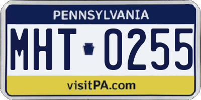 PA license plate MHT0255