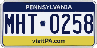 PA license plate MHT0258