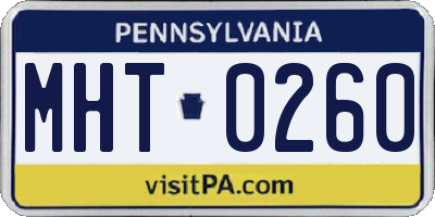 PA license plate MHT0260