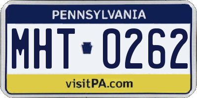 PA license plate MHT0262