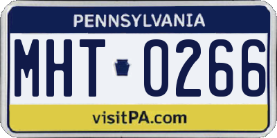 PA license plate MHT0266