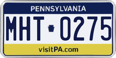 PA license plate MHT0275