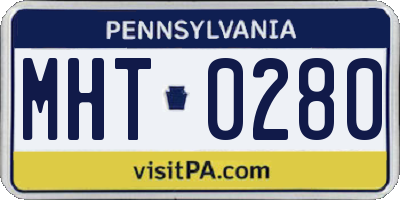 PA license plate MHT0280