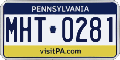 PA license plate MHT0281