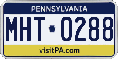 PA license plate MHT0288