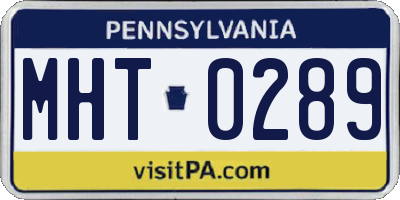 PA license plate MHT0289