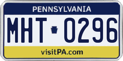 PA license plate MHT0296
