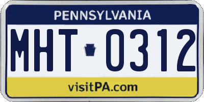 PA license plate MHT0312