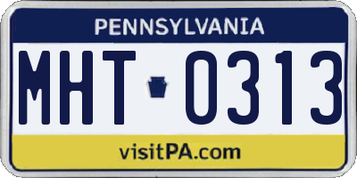 PA license plate MHT0313