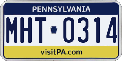 PA license plate MHT0314