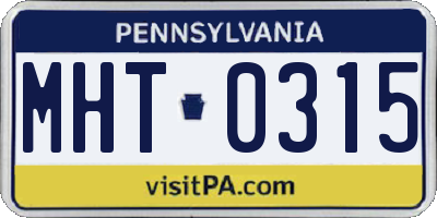 PA license plate MHT0315
