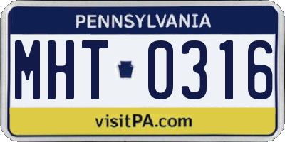 PA license plate MHT0316