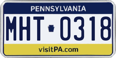 PA license plate MHT0318