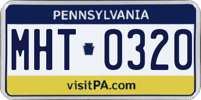 PA license plate MHT0320