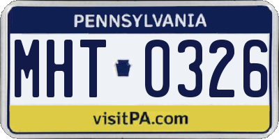 PA license plate MHT0326