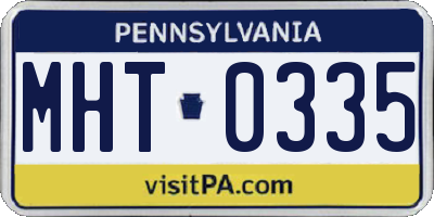 PA license plate MHT0335