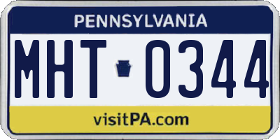 PA license plate MHT0344
