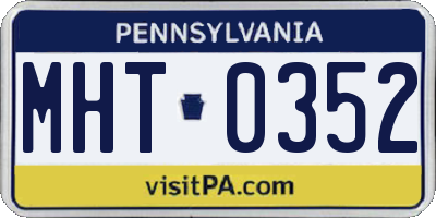 PA license plate MHT0352