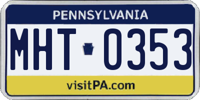 PA license plate MHT0353