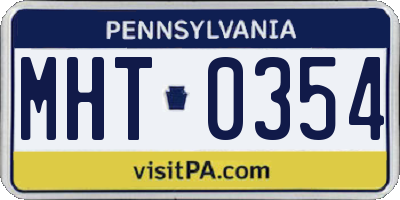 PA license plate MHT0354