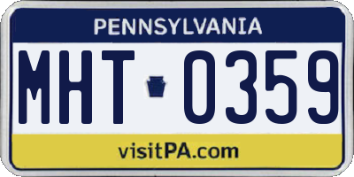 PA license plate MHT0359