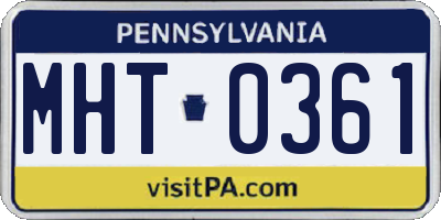 PA license plate MHT0361