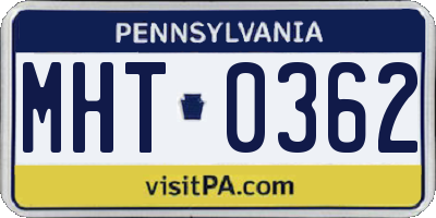 PA license plate MHT0362