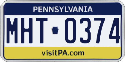 PA license plate MHT0374