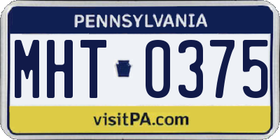 PA license plate MHT0375