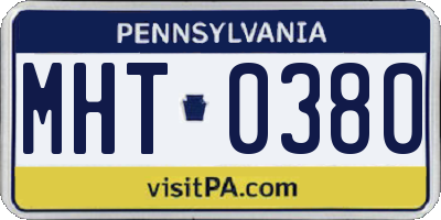 PA license plate MHT0380