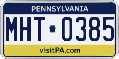 PA license plate MHT0385